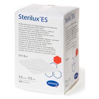 Марлеві серветки з обрізною кромкою з абсорбуючої бавовняної тканини Sterilux ES, 7,5 см х 7,5 см, нестерильні, 100шт. в упаковці