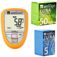 Акционный набор Глюкометр Wellion Luna Duo+тест-полоски №50 шт. (глюкоза)+тест-полоски №5 (холестерин)