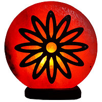 Соляной светильник с деревянными элементами цветной "Цветок" (3-4 кг) "Saltlamp"