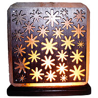 Соляной светильник с деревянными элементами цветной "Ромашки" (3-4 кг) "Saltlamp"