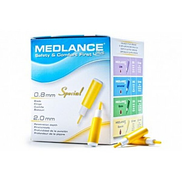 Ланцет Medlance plus Special, лезвие 0,8 мм, глубина проникновения 2,0 мм (200 шт.) 