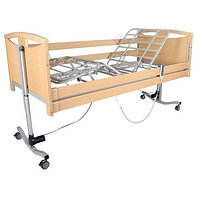 Акционный комплект! Кровать деревянная с электромотором "French Bed" с поручнями и гусаком + матрас OSD-MAT-88x8x194 + прикроватный столик на колесах OSD-1700С