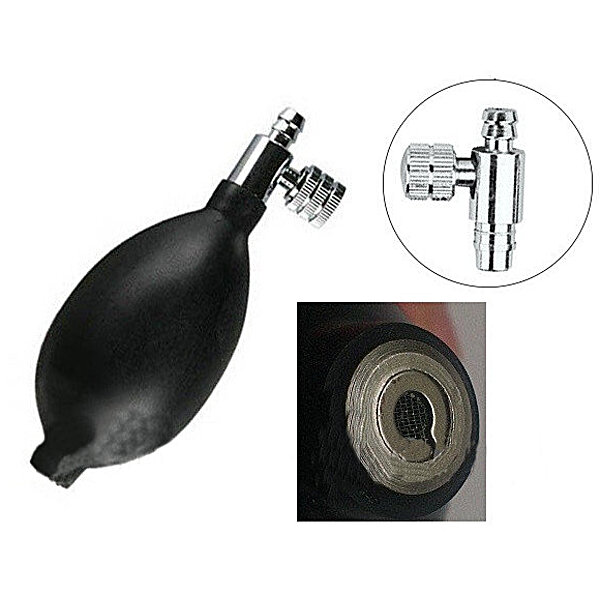 Груша резиновая с впускным металлическим клапаном, металлическим шариком, спускной металлический игольчатый клапан, сеточка 2540