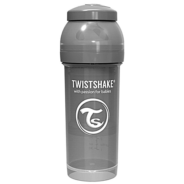 Twistshake антиколиковая бутылочка 260мл, серый