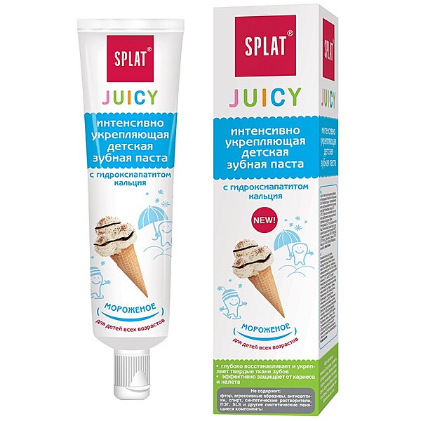 Детская зубная паста защита от бактерий и кариеса Junior Juicy Мороженое 35 мл Splat 