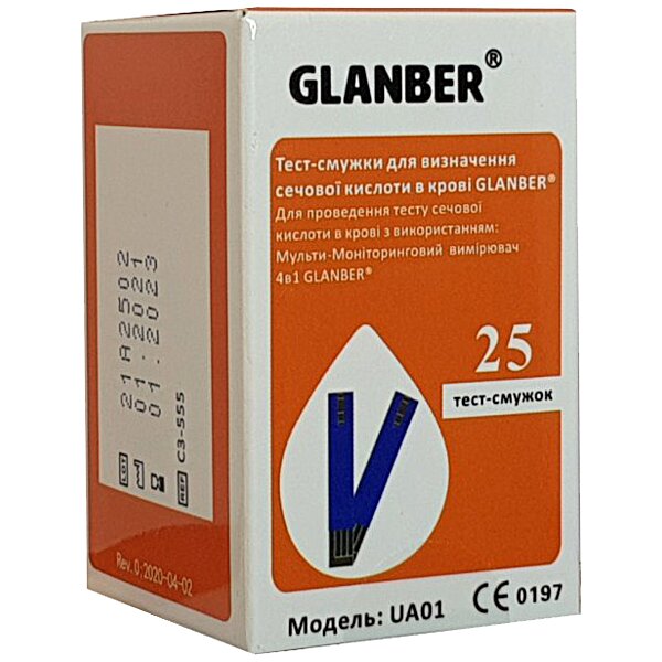 Тест-полоски для определения мочевой кислоты в крови GLANBER №25