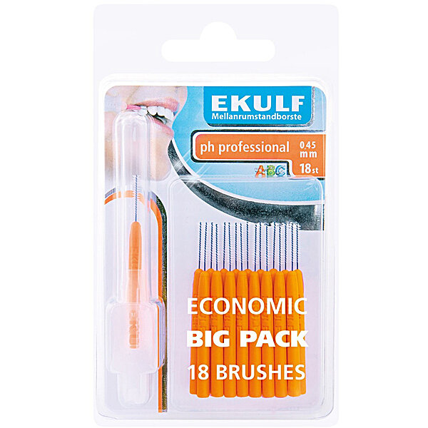 Щетки для межзубных промежутков Ekulf ph professional 0.45 мм (18 шт.) оранжевые