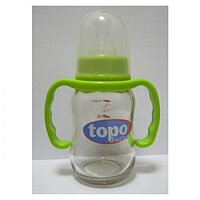 Бутылочка стеклянная ST1 120 мл с ручками и силиконовой соской Topo Buono