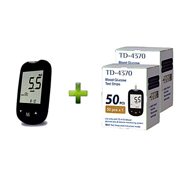Акционный набор! TD-4183 Глюкометр TaiDoc для определения уровня глюкозы + тест-полоски глюкоза №100