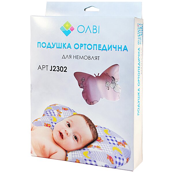 Ортопедическая подушка для новорожденных в коробке 28,5х21х7,5см "Бабочка" Olvi J2302BOX S24-625791956