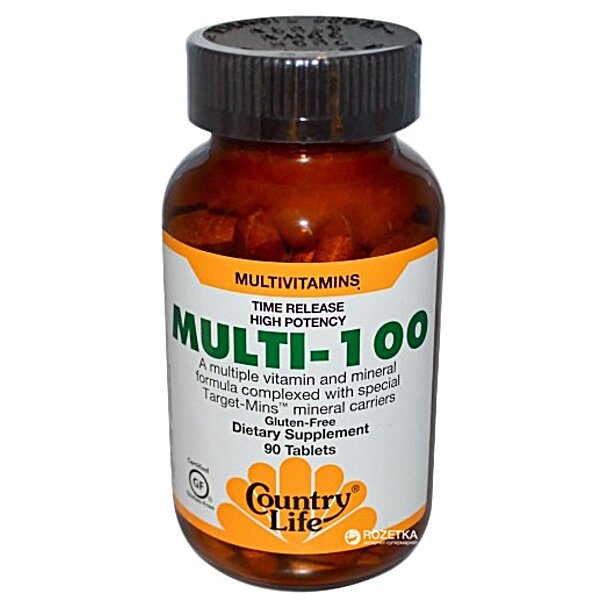 Витаминный комплекс Мульти-100 90 таблеток, ТМ Country Life