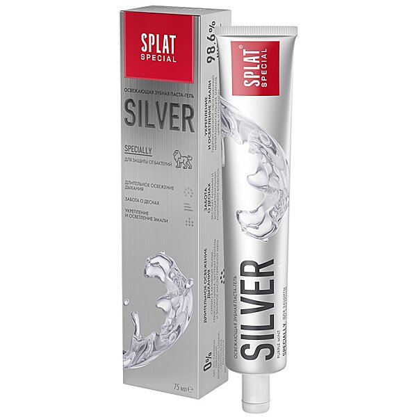 Зубная паста-гель защита от бактерий и кариеса с серебром Special Silver 75 мл Splat 