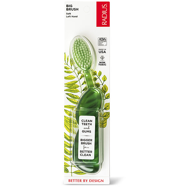 Зубная щетка Big Brush (Original Left hand) для левшей мягкая светло-зеленый RADIUS