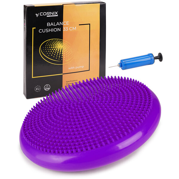 Подушка-диск балансировочная Cornix 33 см (сенсомоторная) массажная XR-0056 Violet S49-3847