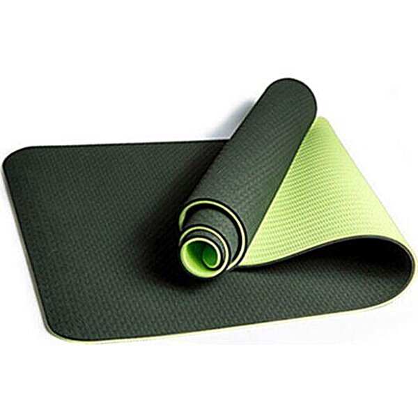Коврик для йоги и фитнеса EasyFit TPE+TC 6 мм двухслойный черный-зеленый S53-1103