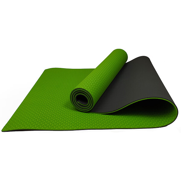 Коврик для йоги и фитнеса EasyFit TPE+TC 6 мм двухслойный зеленый-черный S53-1123