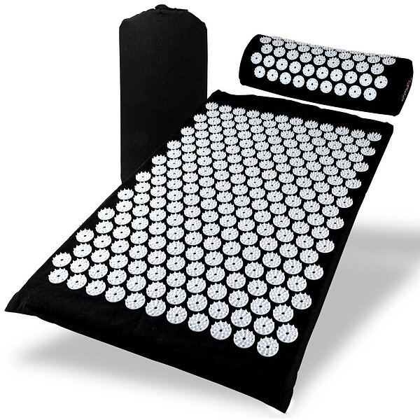 Массажный коврик Easyfit с подушкой (аппликатор Кузнецова) Черный с белым S53-1457