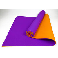 Коврик для йоги и фитнеса EasyFit TPE+TC 6 мм двухслойный фиолетовый-оранжевый S53-1132