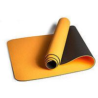 Коврик для йоги и фитнеса EasyFit TPE+TC 6 мм двухслойный оранжевый-черный S53-1127