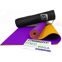 Коврик для йоги и фитнеса EasyFit TPE+TC 6 мм двухслойный + Чехол фиолетовый с оранжевым S53-1121
