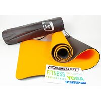 Коврик для йоги и фитнеса EasyFit TPE+TC 6 мм двухслойный + Чехол оранжевый с черным S53-1116