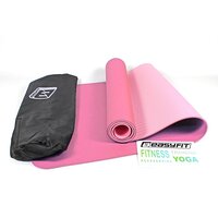 Коврик для йоги и фитнеса EasyFit TPE+TC 6 мм двухслойный + Чехол розовый cо св.розовым S53-1117