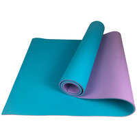 Коврик для йоги и фитнеса EasyFit TPE+TC 6 мм двухслойный мятный-фиолетовый S53-1126