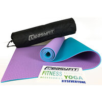 Коврик для йоги и фитнеса EasyFit TPE+TC 6 мм двухслойный + Чехол фиолетовый с мятным S53-1120