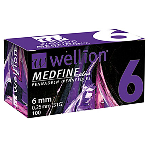 Иглы для инсулиновых шприц-ручек Wellion MEDFINE plus 0,25мм (31G) x 6мм, 20 шт.