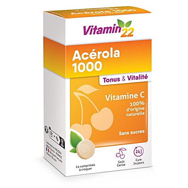 Витамин С Ineldea натуральный, Ацерола 1000, 24 жевательных таблетки