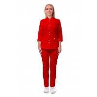 Медицинский костюм Пекин женский комбинированный красный с красным №633064 S69-475